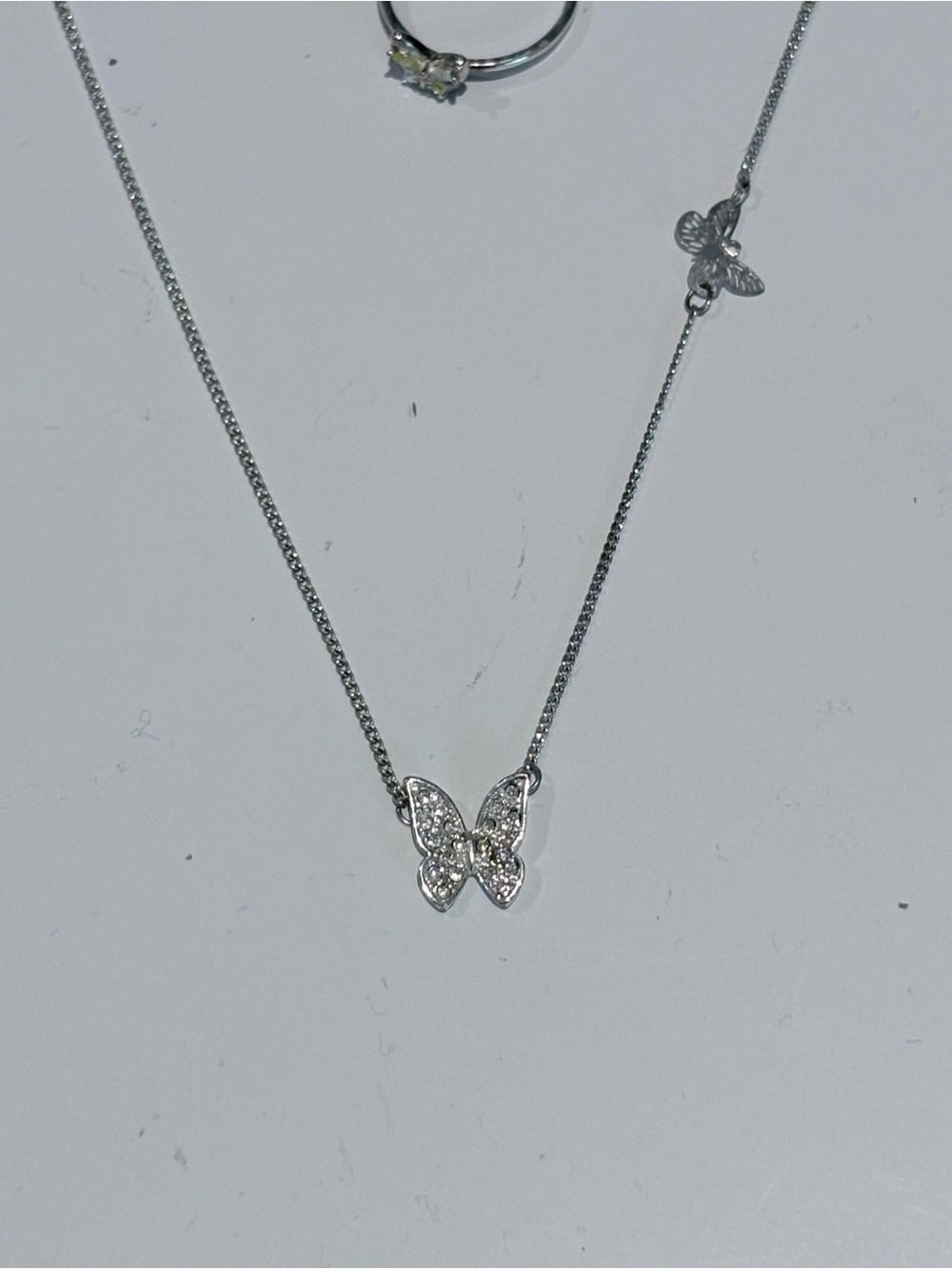 Sterling Silver Butterfly Necklace + Butterfly Earring and Ring Set